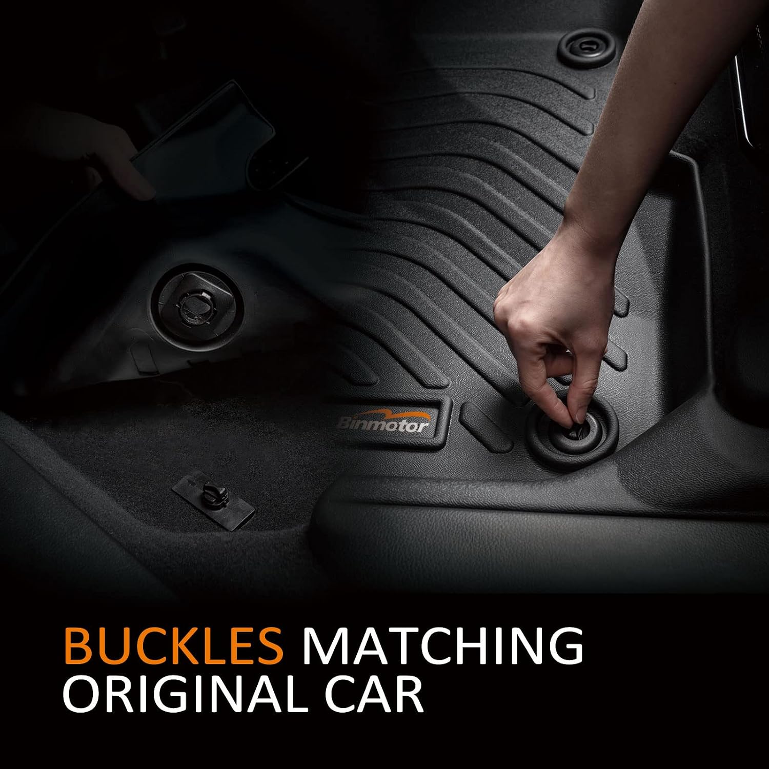 Binmotor-All Weather Floor Mats Cargo Liner for Toyota RAV4 2013-2017 2018((Not for Hybrid or Prime), Heavy Duty Car Trunk Mat Floor Liners for RAV4 Accessories-Black