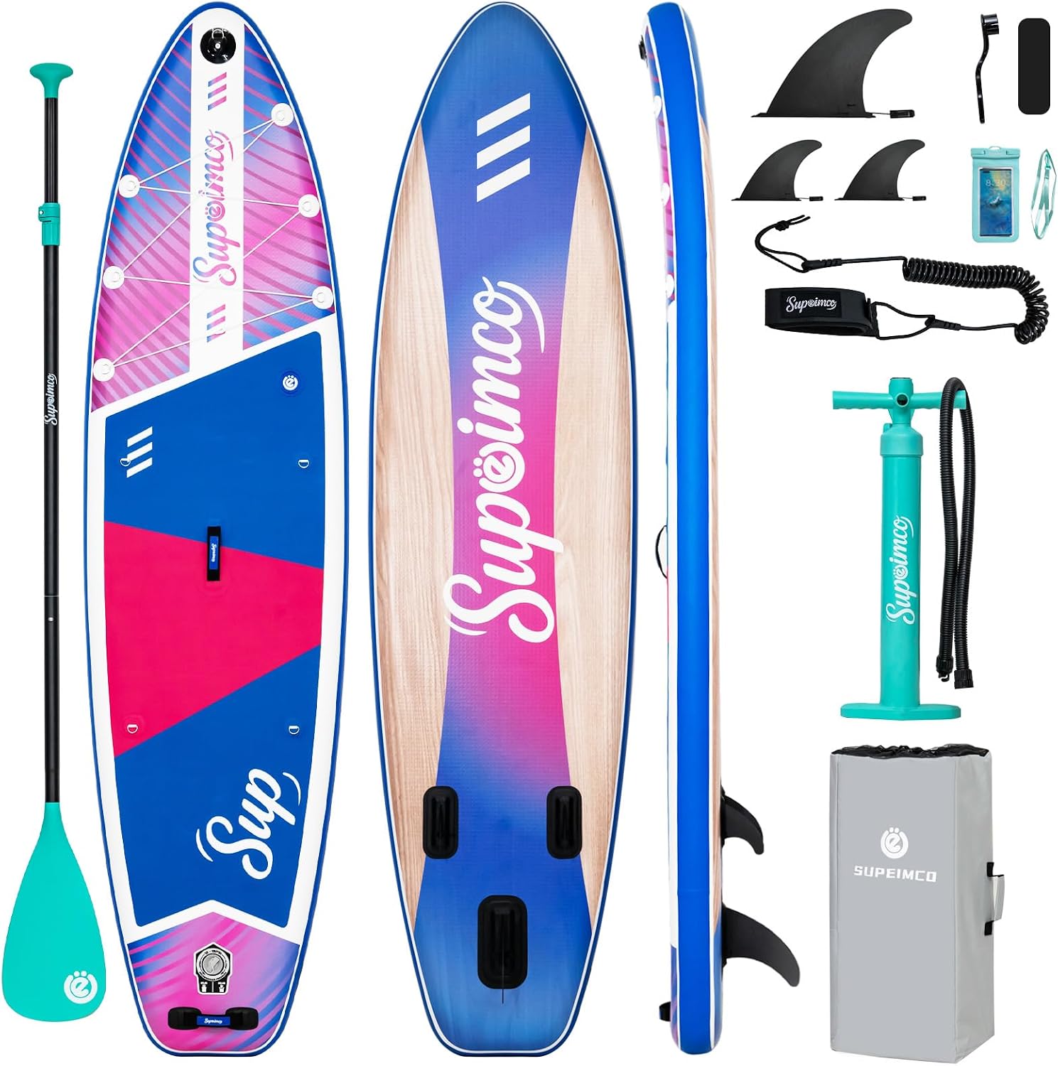 Inflatable Stand Up Paddle Board - Upgraded Glue-Free Hot Melt Technology, Long Service Life, 10'6', Anti-Slip EVA Deck, Full SUP Accessories, Included for Adults Youth All Skill Levels