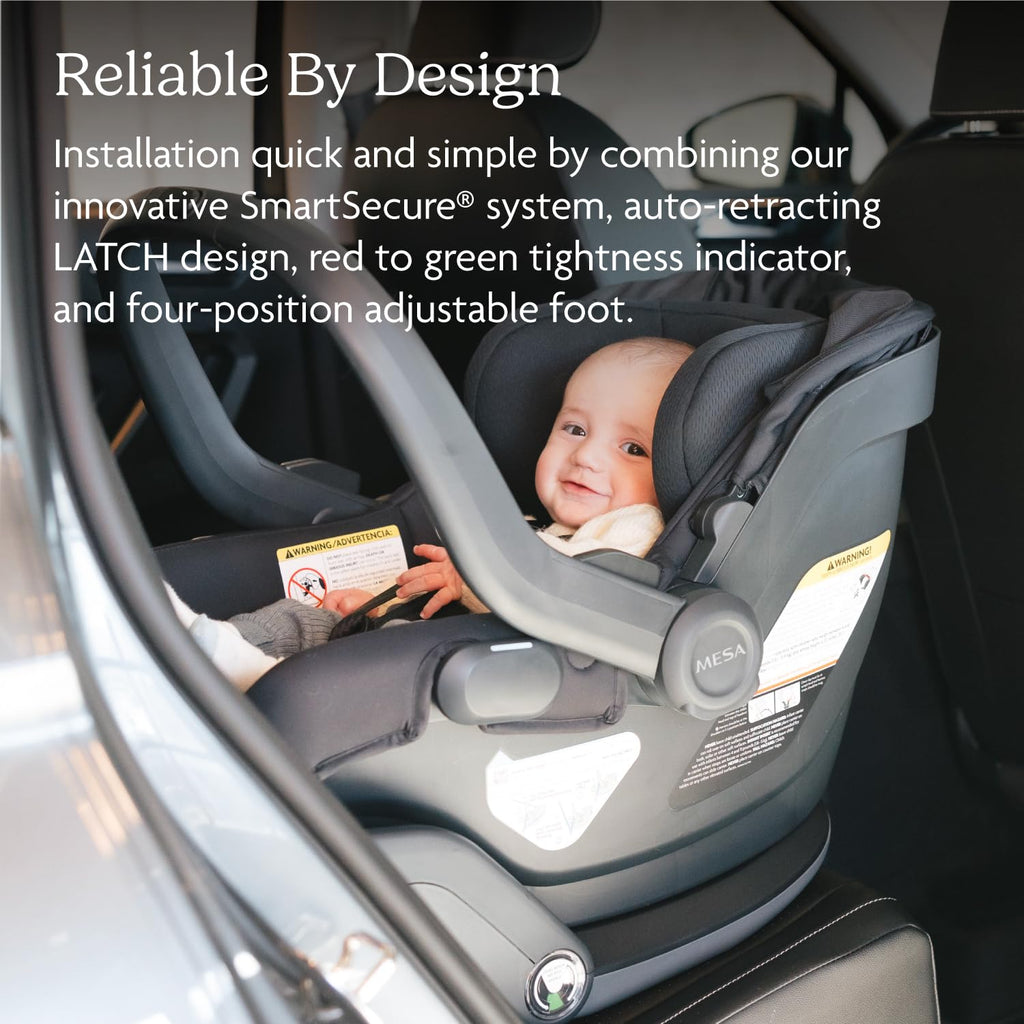 UPPAbaby Mesa V3 Infant Car Seat - Easy Installation + SmartSecure Technology - Attaches to Stroller | Base + Infant Insert Included - Evelyn (Meadow Green)