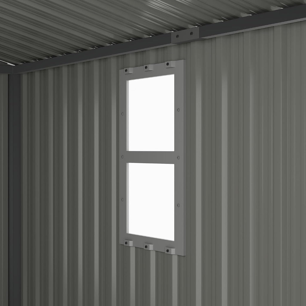 YOPTO 8x8 SF Outdoor Storage Shed,Metal Shed with Lockable Doors & 4 Daylight Windows,Garden Tool Shed w/Air Vents & Sloped Roof, Ideal for Backyard,Patio,Lawn,Dark Gray