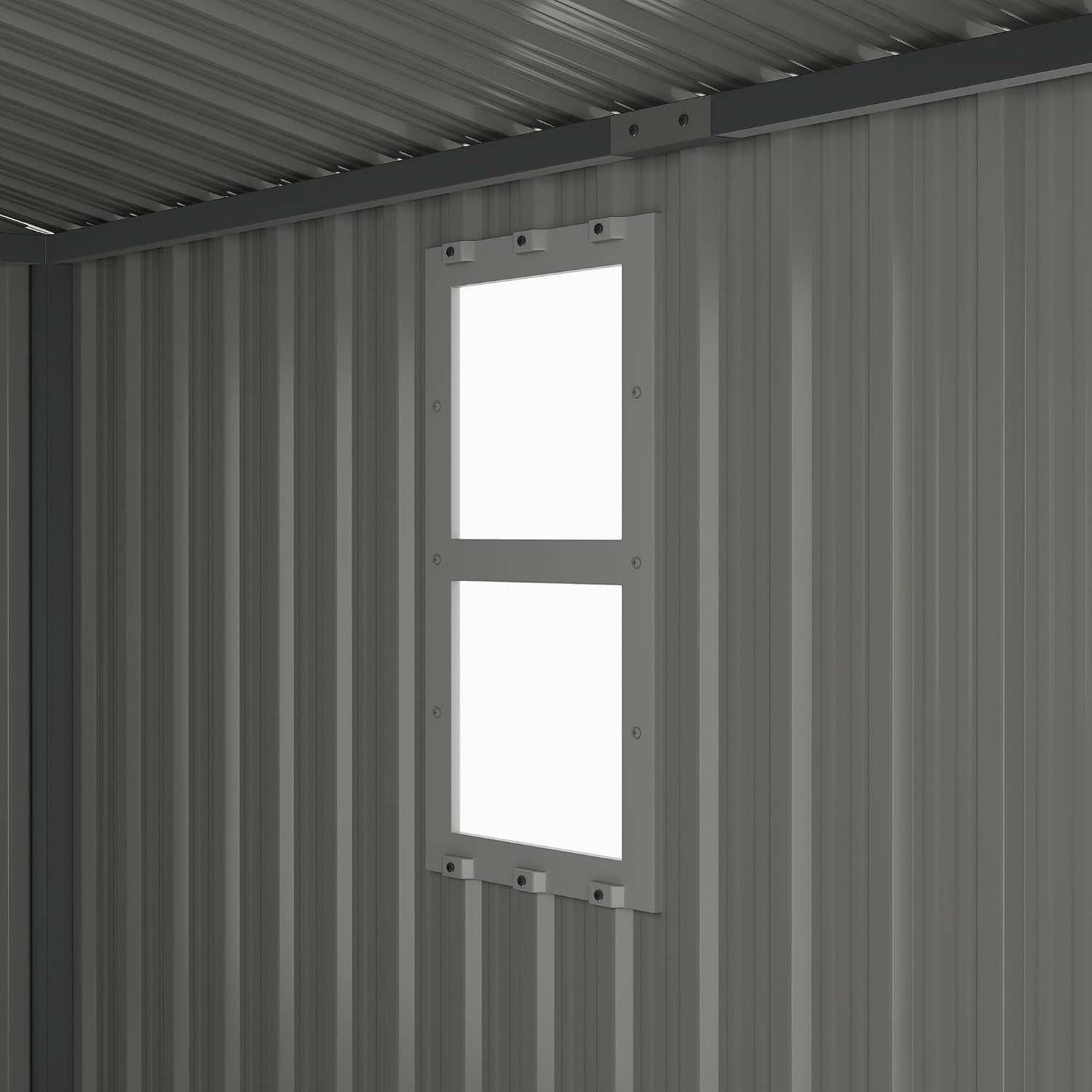 YOPTO 8x8 SF Outdoor Storage Shed,Metal Shed with Lockable Doors & 4 Daylight Windows,Garden Tool Shed w/Air Vents & Sloped Roof, Ideal for Backyard,Patio,Lawn,Dark Gray