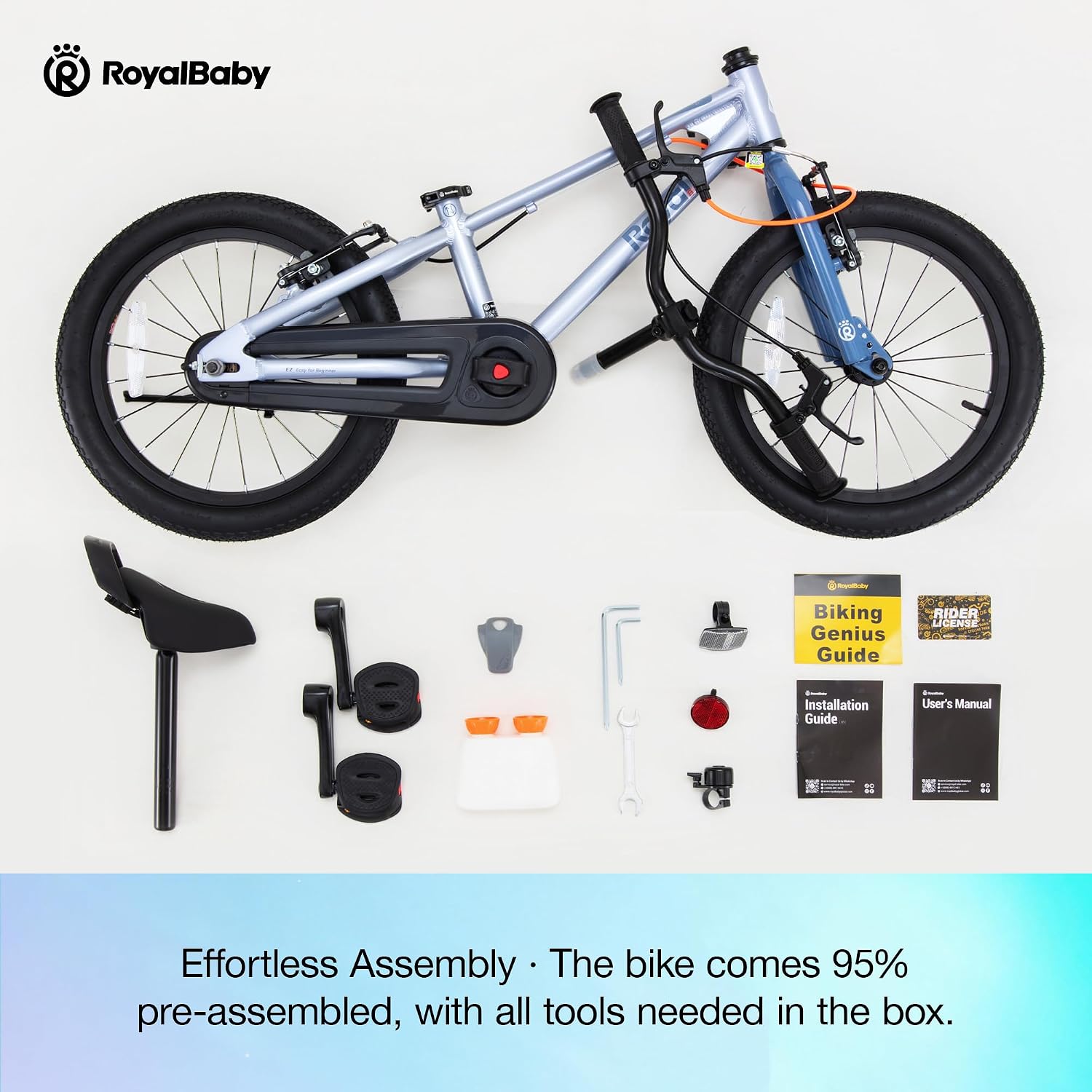 RoyalBaby EZ Kids Bike 12 14 16 18 20 Inch Balance Pedal 2-in-1 Training Bicycle Boys Girls Ages 3 to 12 Years Easy Learn for Beginners