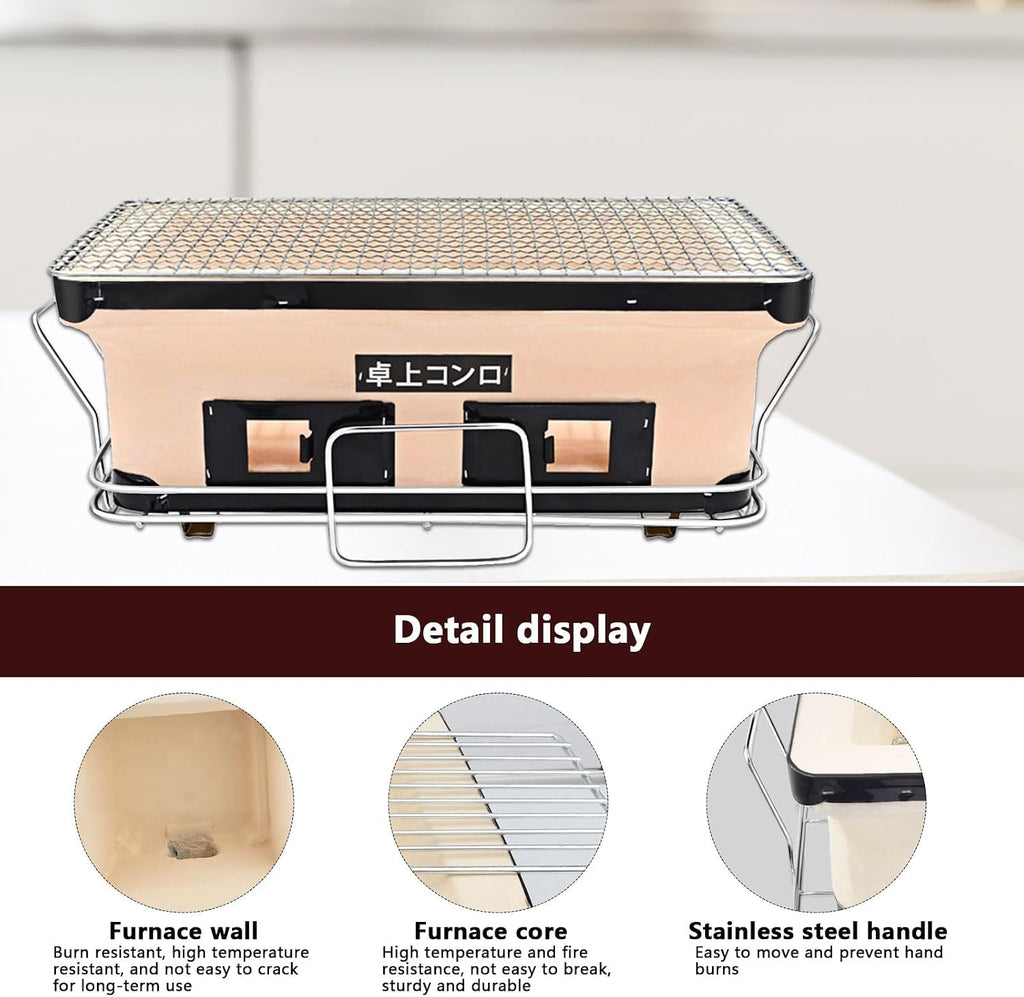 AIZYR Portable Japanese Barbecue Grill Multifunctional Charcoal Barbecue Grill,Korean Table BBQ for Outdoor Barbecues Camping Traveling