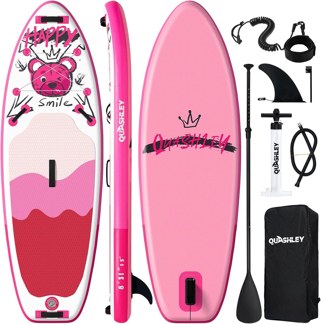 Quashley Kids Inflatable Paddle Boards,Stand Up Paddle Board for Children with Adjustable Paddle,Pump,Leash & Backpack for Lake,Ocean & River Swimming and Surfing