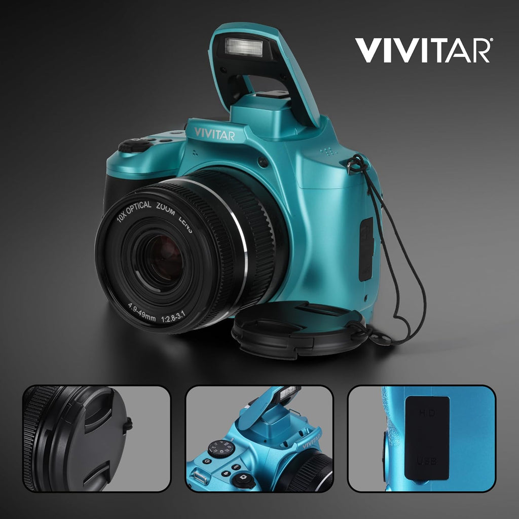 4K Digital Camera with 64 MP, 10x Optical Zoom, 3.0' LCD Display, LED Flash, Auto Focus, Macro Mode, 4K Video Recording, Memory Included, Photography and Vlog Camera