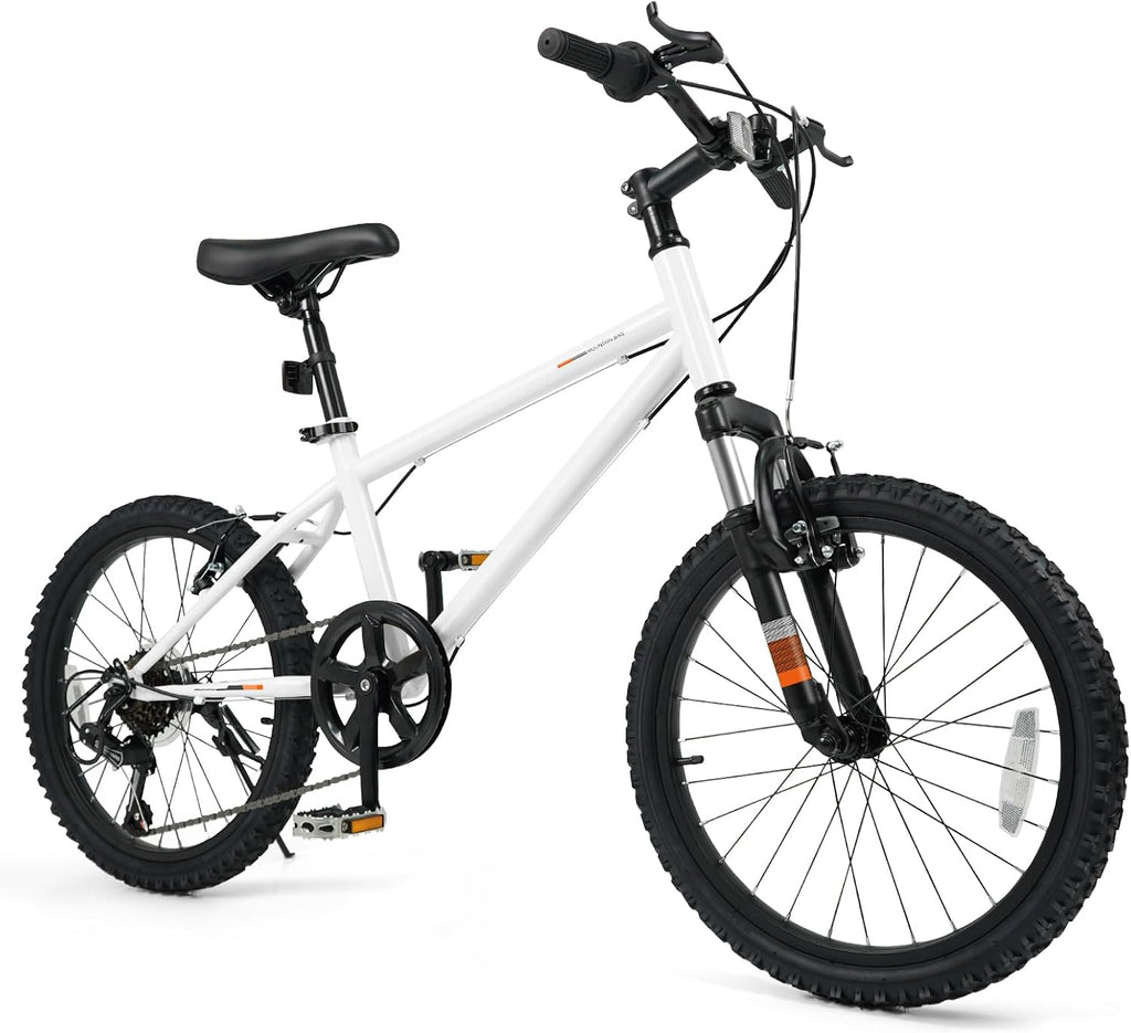Goplus Mountain Bike, 20/24 Inch Kids Bicycle w/ 6-Speed Drivetrain, Suspension Fork, Dual Brakes, Adjustable Seat, Outdoor Cycling Children City Bike for Boys Girls