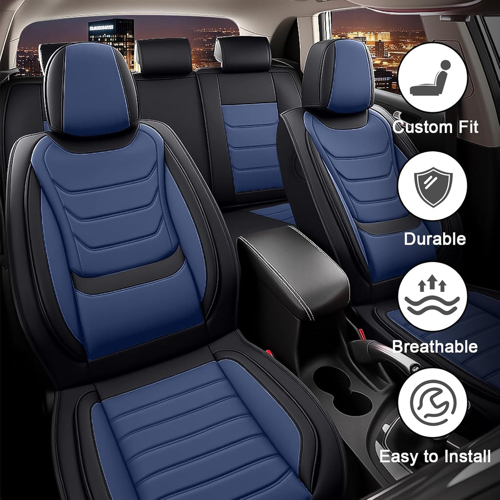 JWLK Seat Covers for Buick Envision 2016-2026, Family Seat Covers for Cars, Non-Slip, Airbag Compatible Vehicle Cushion, Waterproof & Easy-Clean(Standard 5 Seats, Black Blue)