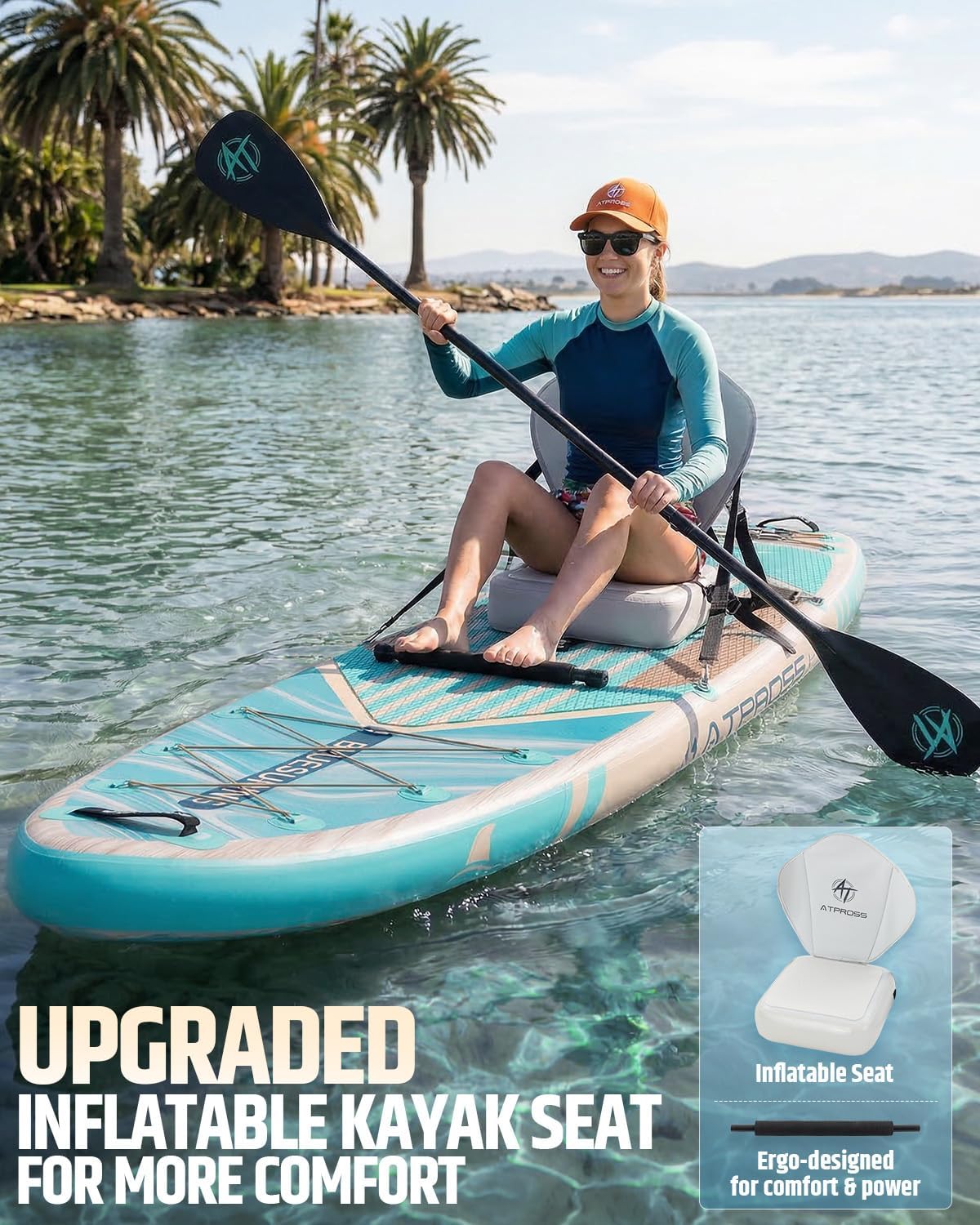 12'x36 Inflatable Paddle Board, 500lbs Extra Wide Stand Up Paddleboard for Adults with Premium SUP Accessories Kit & Backpack, Blow Up Kayak Non-Slip Stable Deck Boat for Yoga Fishing Surf