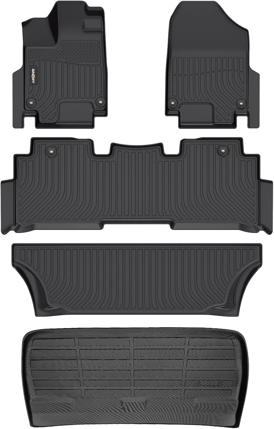 GINOWY-Floor Mats & Cargo Liner for Honda Odyssey 2018-2026, Include 3 Rows and Rear Cargo Mat, All Weather Car Floor Mat Custom Fit for Honda Odyssey Mats Accessories Trunk Mat