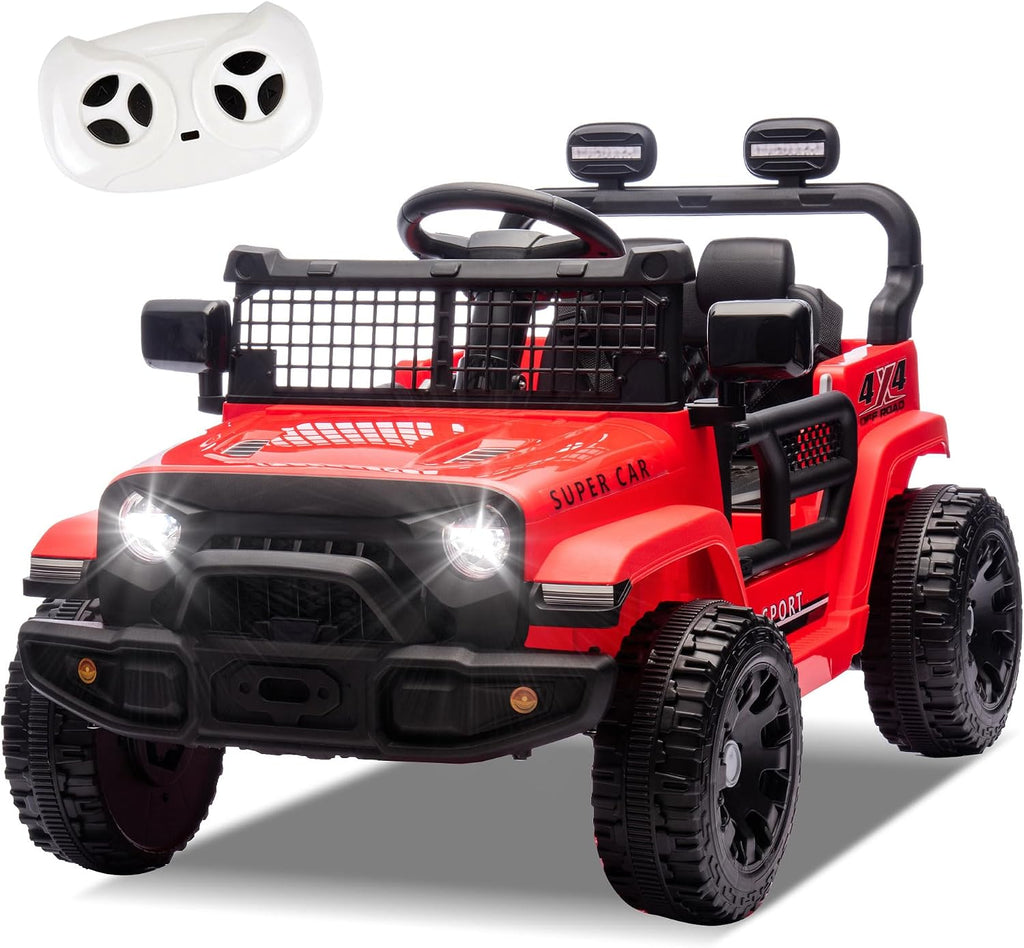 24V Ride On Jeep Car, Toddler Ride On Toys w/Parents Remote Control, One Seat Electric Car for Kids 2-4 with 4-Wheel Suspension, Bluetooth, Music, 1.86-3.11MPH Adjustable Speed, Red
