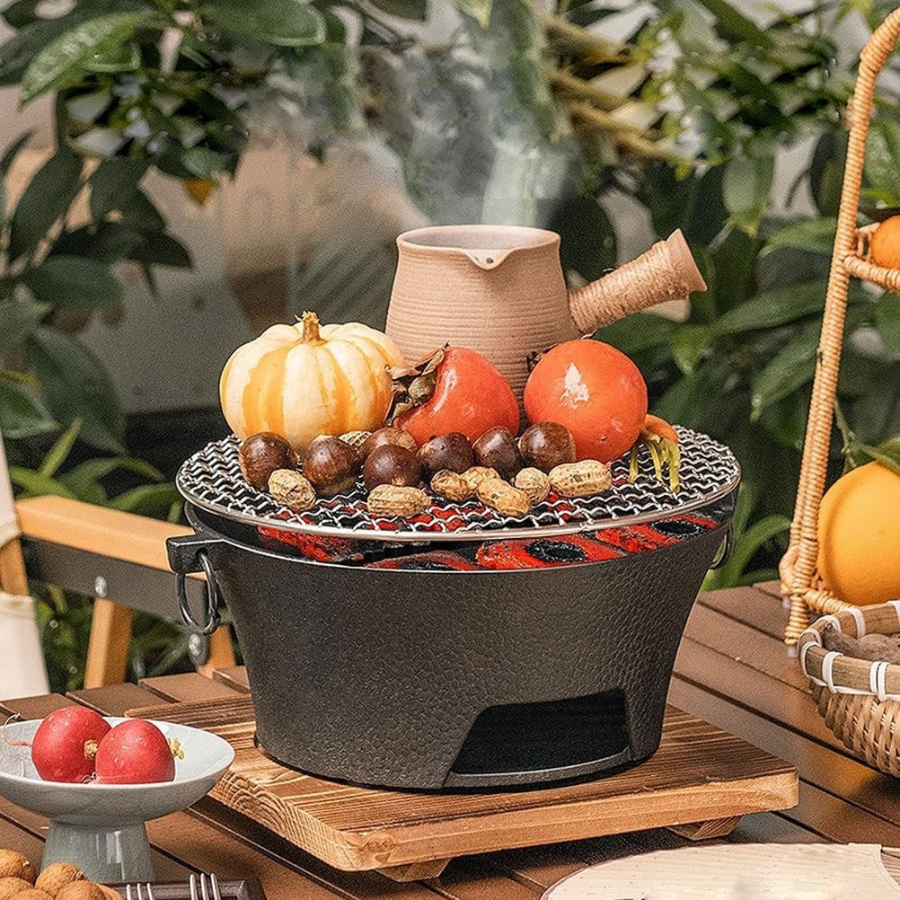 AIZYR Small Charcoal Grill Korean BBQ Grill, Portable Camping Charcoal Stove Easy to Assemble for Outdoor Picnics Backyard Beach,28cm