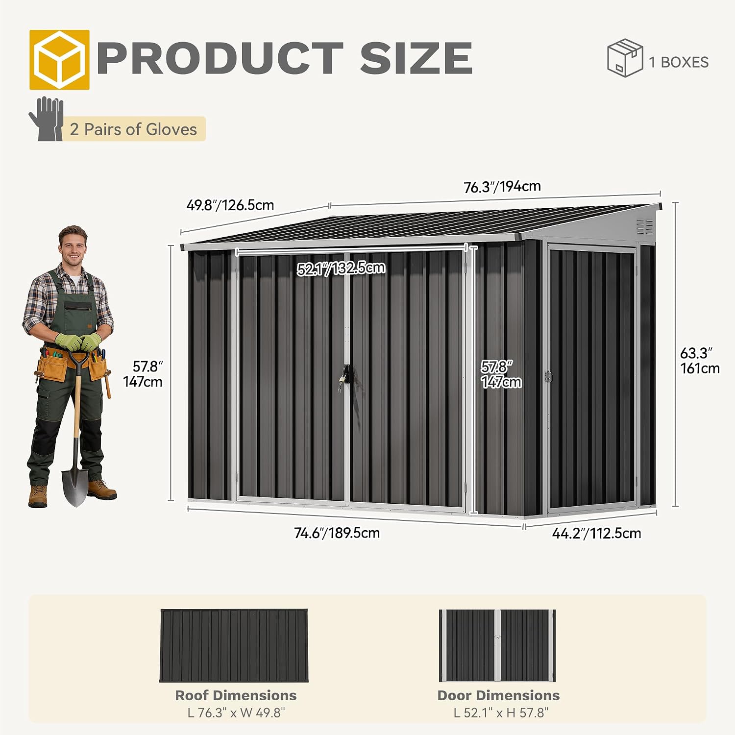 DWVO 7' x 4' Outdoor Storage Shed, Large Metal Tool Sheds, Heavy Duty Storage House with 3 Lockable Doors & Air Vent for Backyard Patio Lawn to Store Bikes, Tools, Lawnmowers, Dark Gray