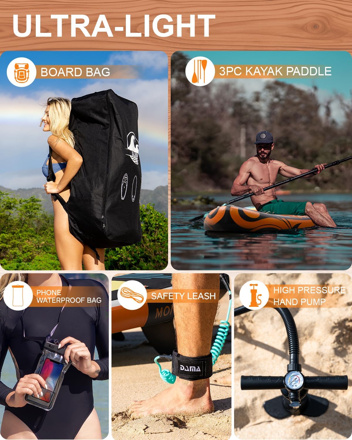 DAMA 11'*34'*6' Stand Up Paddle Board, Inflatable Paddle Board,Inflatable Paddle Boards for Adults w/a Wide, Smooth and Non Slip Deck, Versatile Styles, Suitable for Adults