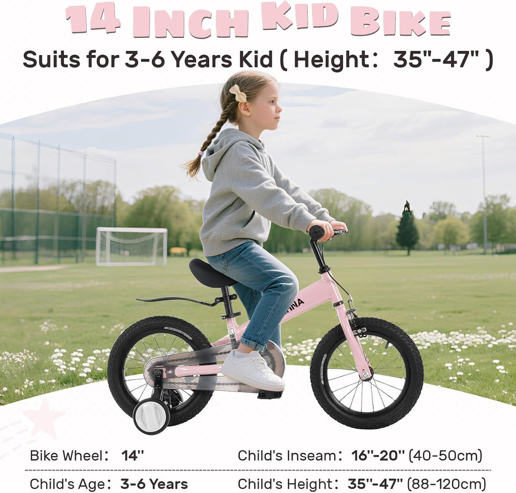 WEEROCK 2 in 1 Kid Bike and Balance Bike, 14 Inch Kids Bicycle and Balance Bikes for 2+ Years Boys Girls, Steel Frame, Front Calip Brake and Rear Coaster Brake for Children, Multiple Colors
