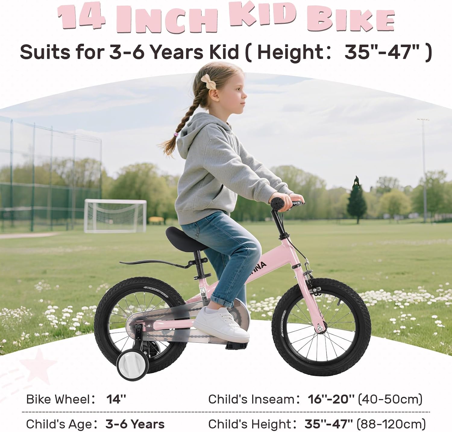 WEEROCK 2 in 1 Kid Bike and Balance Bike, 14 Inch Kids Bicycle and Balance Bikes for 2+ Years Boys Girls, Steel Frame, Front Calip Brake and Rear Coaster Brake for Children, Multiple Colors