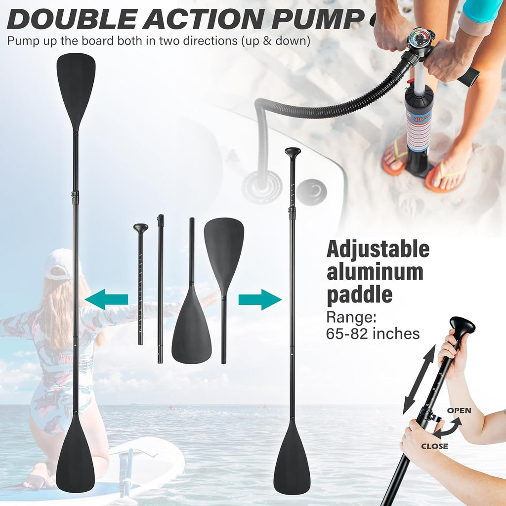 Paddle Board 11'x33 x6 Extra Wide Inflatable Stand Up Paddle Board with Hand Pump,Leash, Adjustable Paddle For Basic Version, Extra Kayak Paddle Kayak Seat 2 Fishing Mounts For Fishing Version