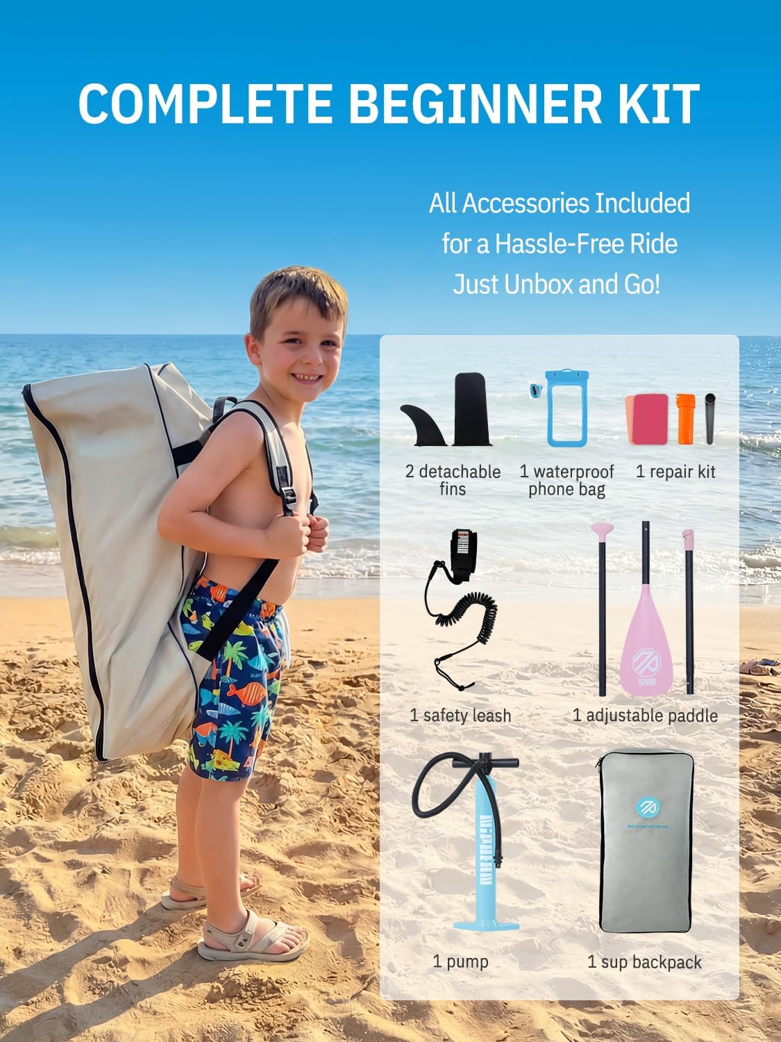 Niphean Inflatable Stand Up Paddle Board with SUP Accessories, Anti-Slip EVA Deck, 10'6'' Inflatable Paddle Boards for Adults & Youth of All Skill Levels