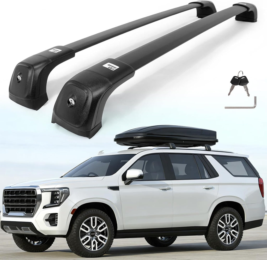 Roof Rack Cross Bars 350lbs Aluminum Lockable Crossbars Fit for 2021-2026 Chevy Tahoe Suburban GMC Yukon XL Cadillac Escalade ESV Anti-Noise Stable Rooftop Luggage Rack