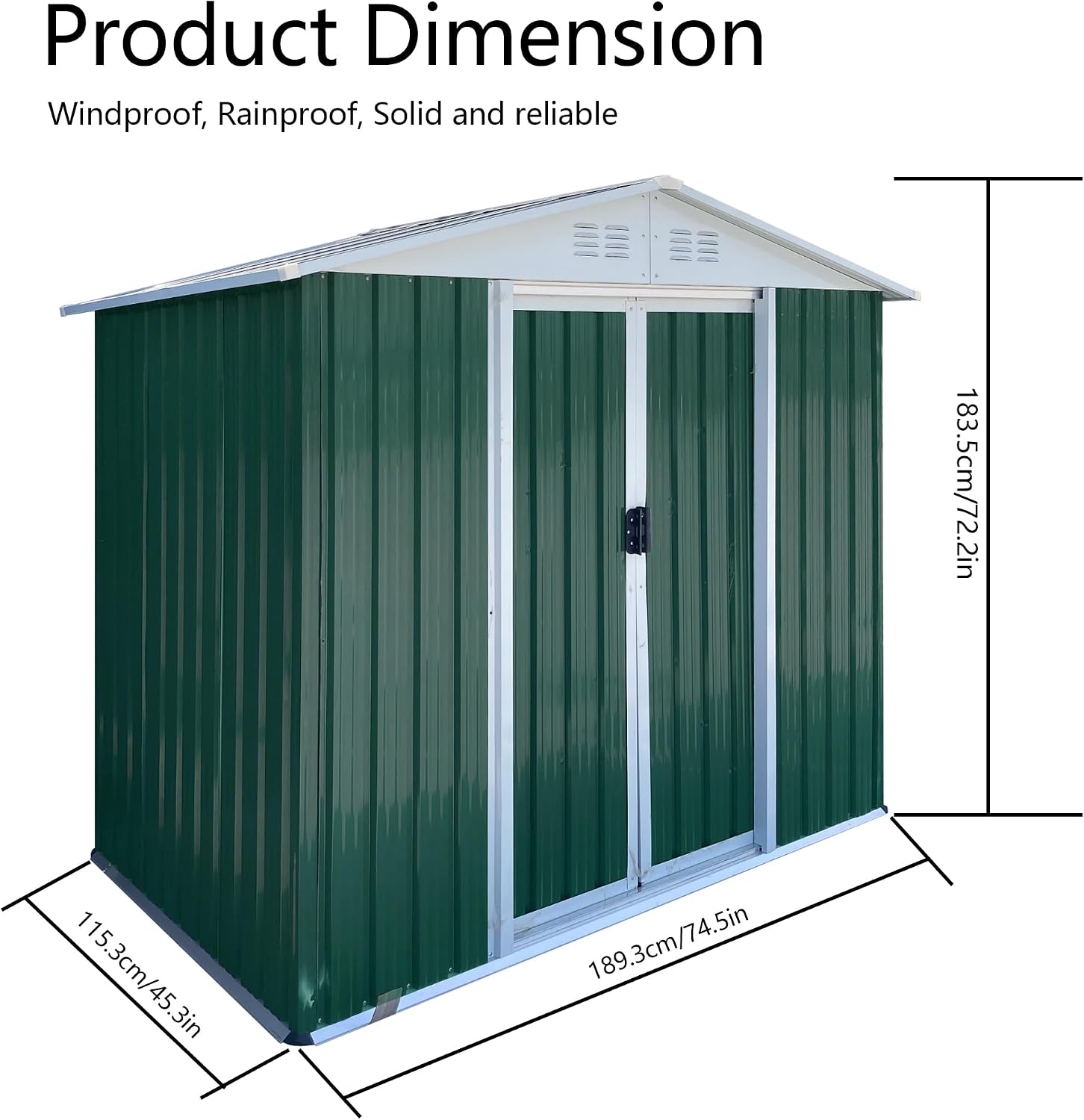 YOPTO 6X4 FT Outdoor Storage Shed,Metal Shed W/Air Vent & Sliding Door,Garden Tool House W/Aluminum Alloy Frame & Sloped Roof,for Backyard Patio Lawn,Green