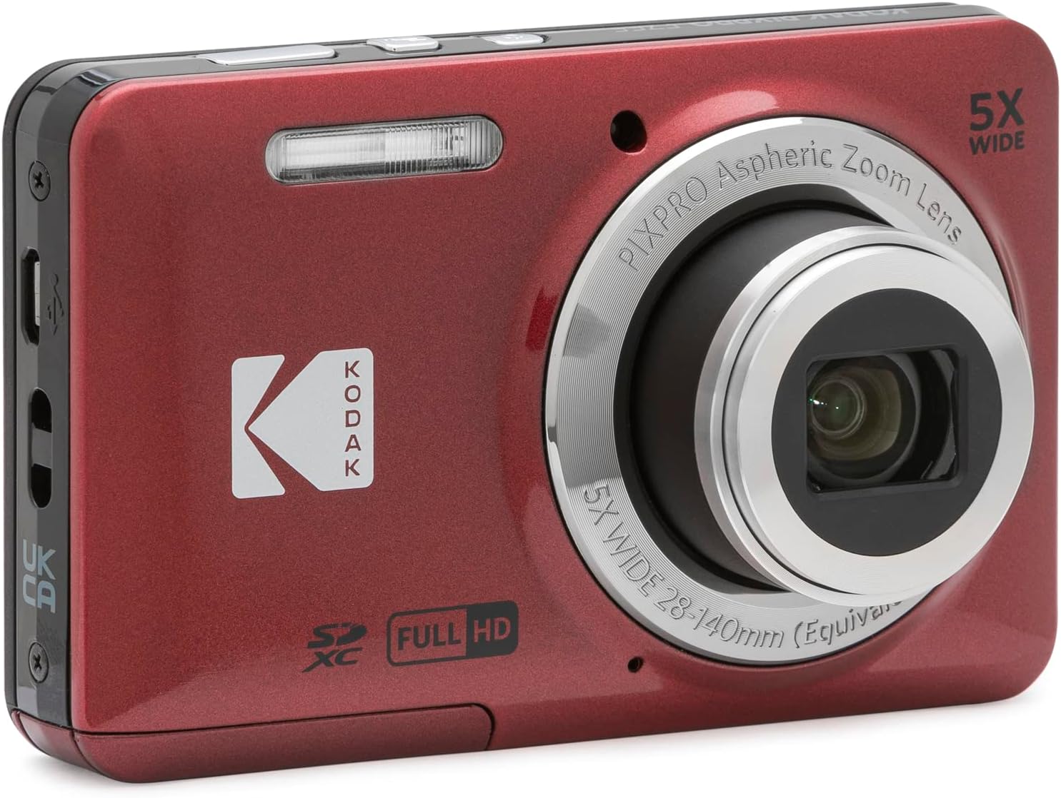 Kodak PIXPRO FZ55 Digital Camera, Red Bundle with Lexar 32GB High-Performance 800x UHS-I SDHC Memory Card + Deco Photo Point and Shoot Field Bag Camera Case