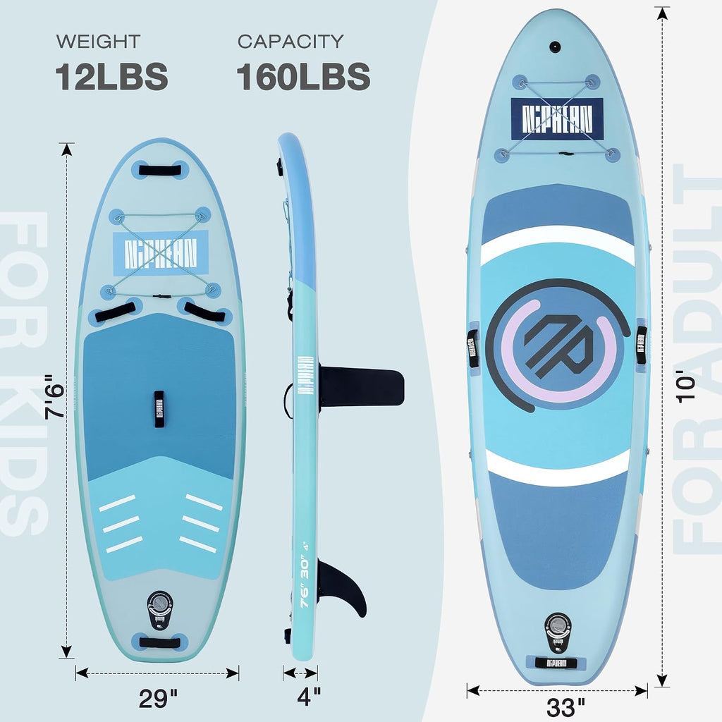 Niphean（Ultra-Light） Inflatable Paddle Board with StabilTrac Fin and Durable SUP Accessories, 10' Stand Up Paddle Boards for Adults & Youth, Versatile Yoga Paddle Board, Gift Ideas