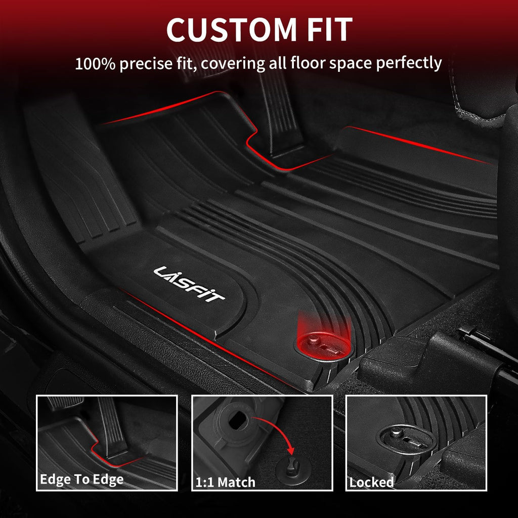 LASFIT Floor Mats for Hyundai Santa Fe 2021 2022 2023 (Only Fit Gas, Not Fit Hybrid or PHEV), All Weather TPE Custom Fit Car Floor Liners 1st & 2nd Row Mats Accessories, Black