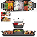 Korean BBQ Grill Shabu-Shabu Grilled One-Piece Pot,Electric Smokeless Grill And Hot Pot Non-Stick Coating Separate Dual Temperature Korean BBQ Grill Pot,Household Nonstick