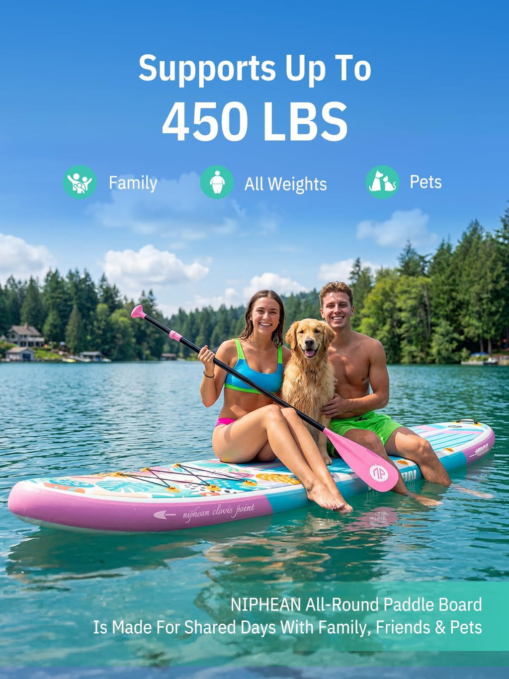 Niphean Inflatable Stand Up Paddle Board with SUP Accessories, Anti-Slip EVA Deck, 10'6'' Inflatable Paddle Boards for Adults & Youth of All Skill Levels