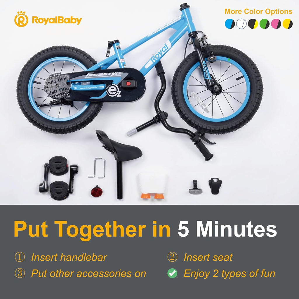 RoyalBaby EZ Kids Bike 12 14 16 18 20 Inch Balance Pedal 2-in-1 Training Bicycle Boys Girls Ages 3 to 12 Years Easy Learn for Beginners