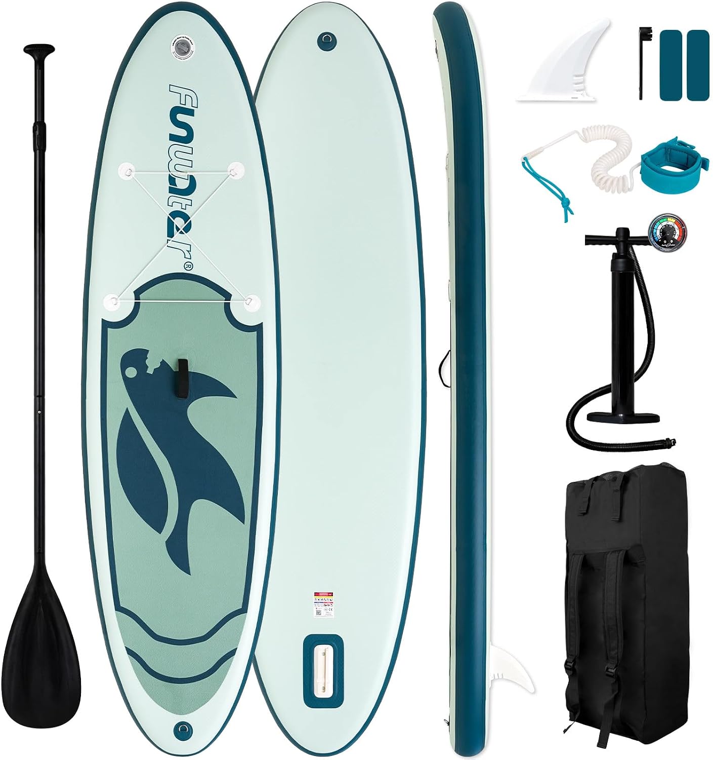 FunWater Inflatable Stand Up Paddle Board with Premium SUP Paddleboard Accessories, Anti-Slip EVA Deck, 11'6''/11'/10'6'' Paddle Boards for Adults & Youth of All Skill Levels