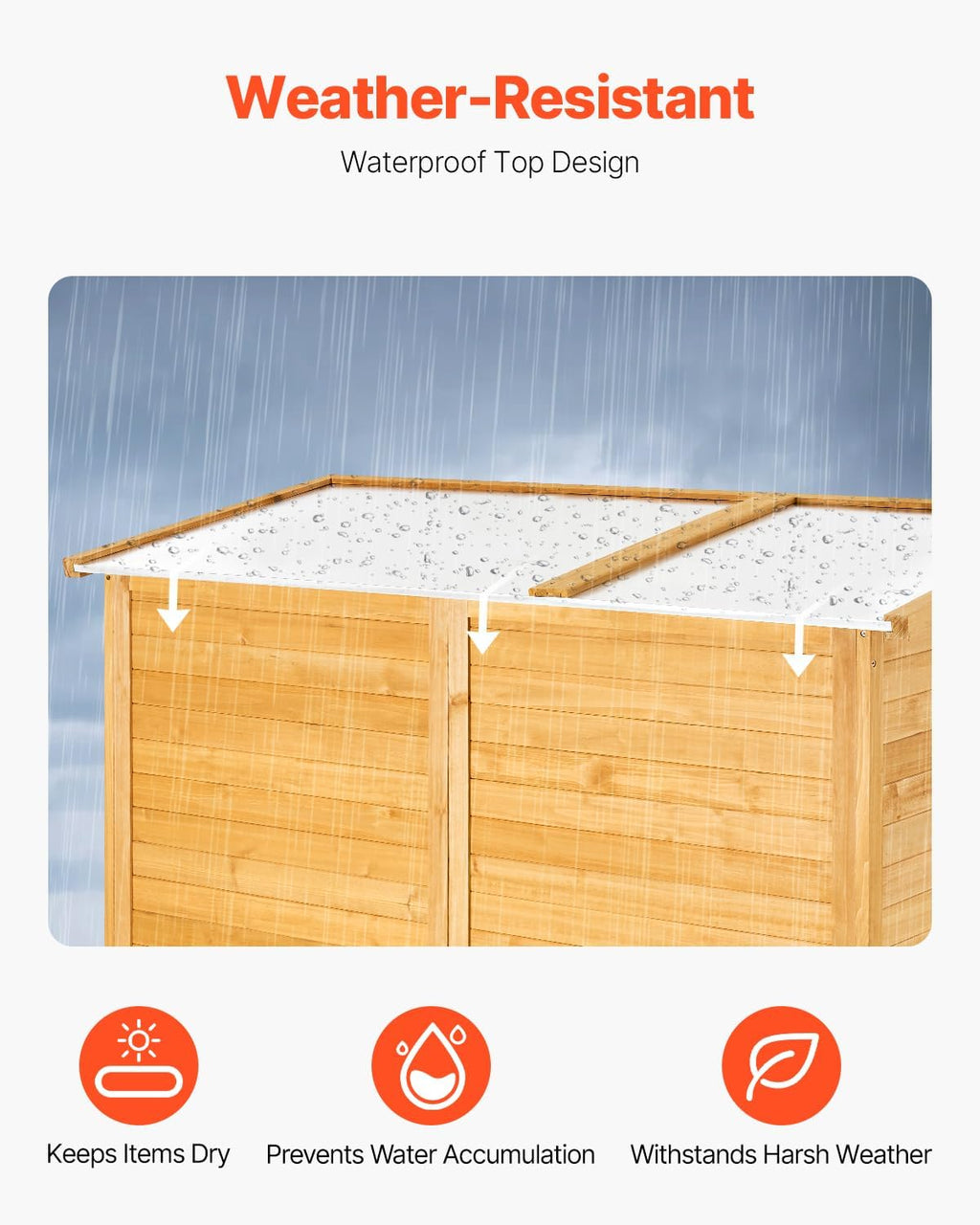 VEVOR Outdoor Storage Shed, Large Wooden Outside Storage Cabinet with Waterproof Roof and Metal Frame, Double Lockable Doors Garden Tool Shed Storage House Cabinet with Shelves, 55.1'x23.6'x67.5'