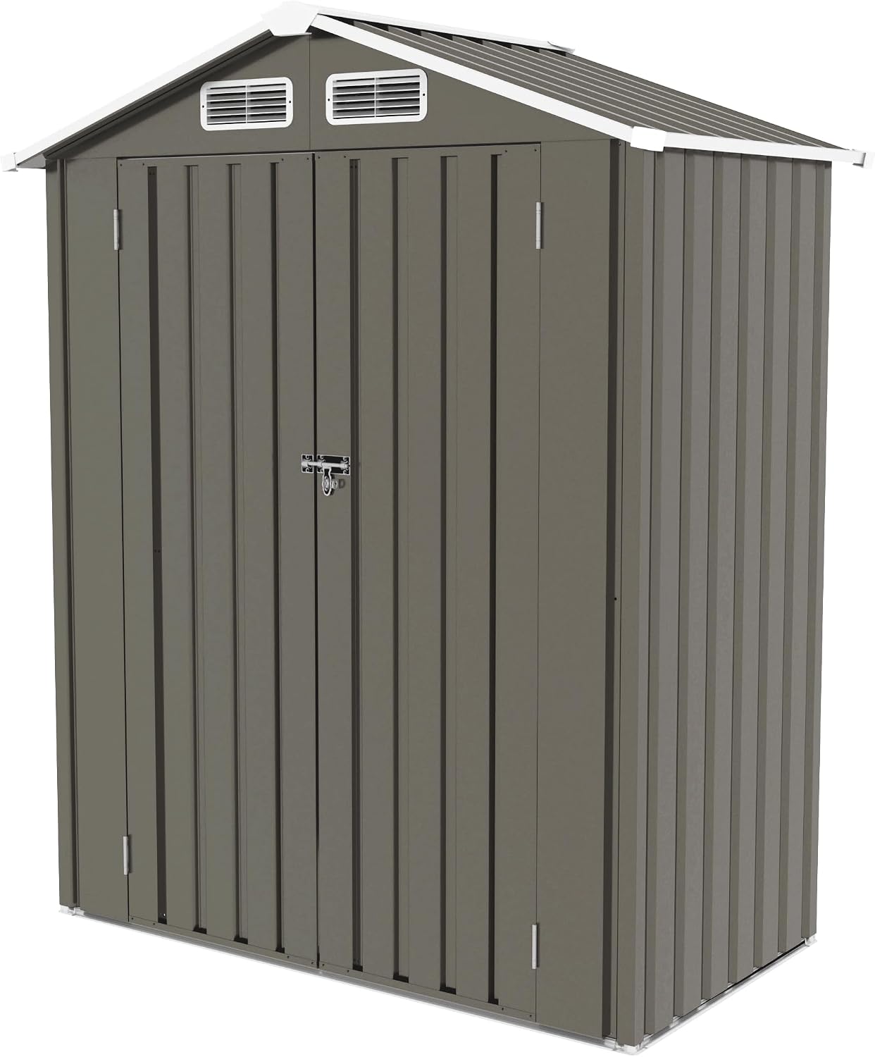 5X3 FT Metal Storage Shed, Tool Shed Outdoor Storage with Peaked Roof Waterproof and Clear Window, Metal Storage Shed with Lockable Door, Galvanized Steel Outdoor Shed for Backyard Patio,Gray