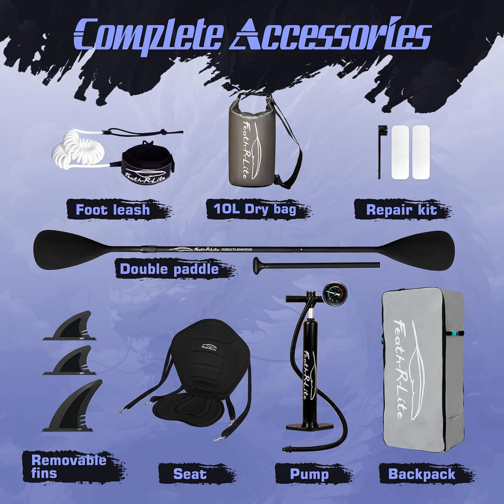 FEATH-R-LITE Inflatable Ultra-Light 10'×30''/10'6''×33'' Stand Up Paddle Board for All Skill Levels with Premium SUP Paddleboard Accessories,Non-Slip Comfort Deck for Youth & Adults