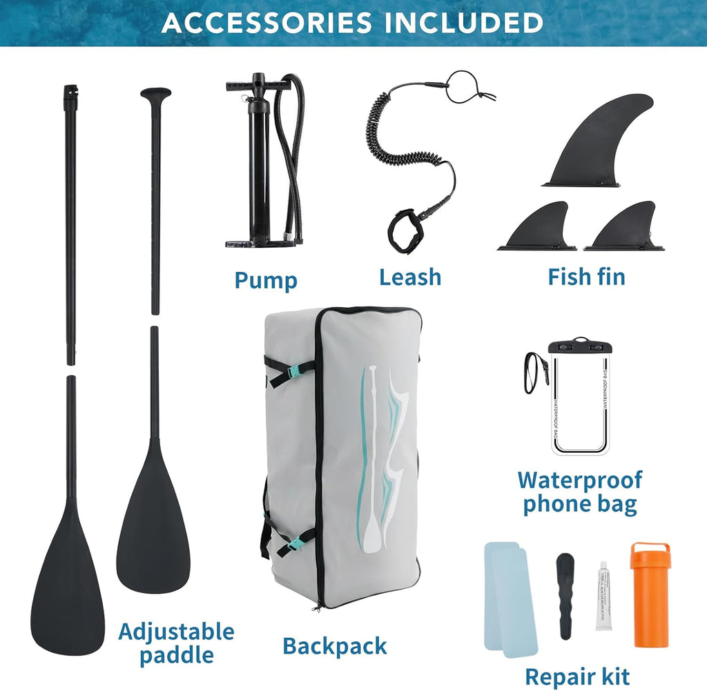 Sweetcrispy Inflatable Stand Up Paddle Board with Premium SUP Paddleboard Accessories,2-in-1 Paddle,Wide Stable Design,Non-Slip Comfort Deck for Adults & Youth of All Skill Levels