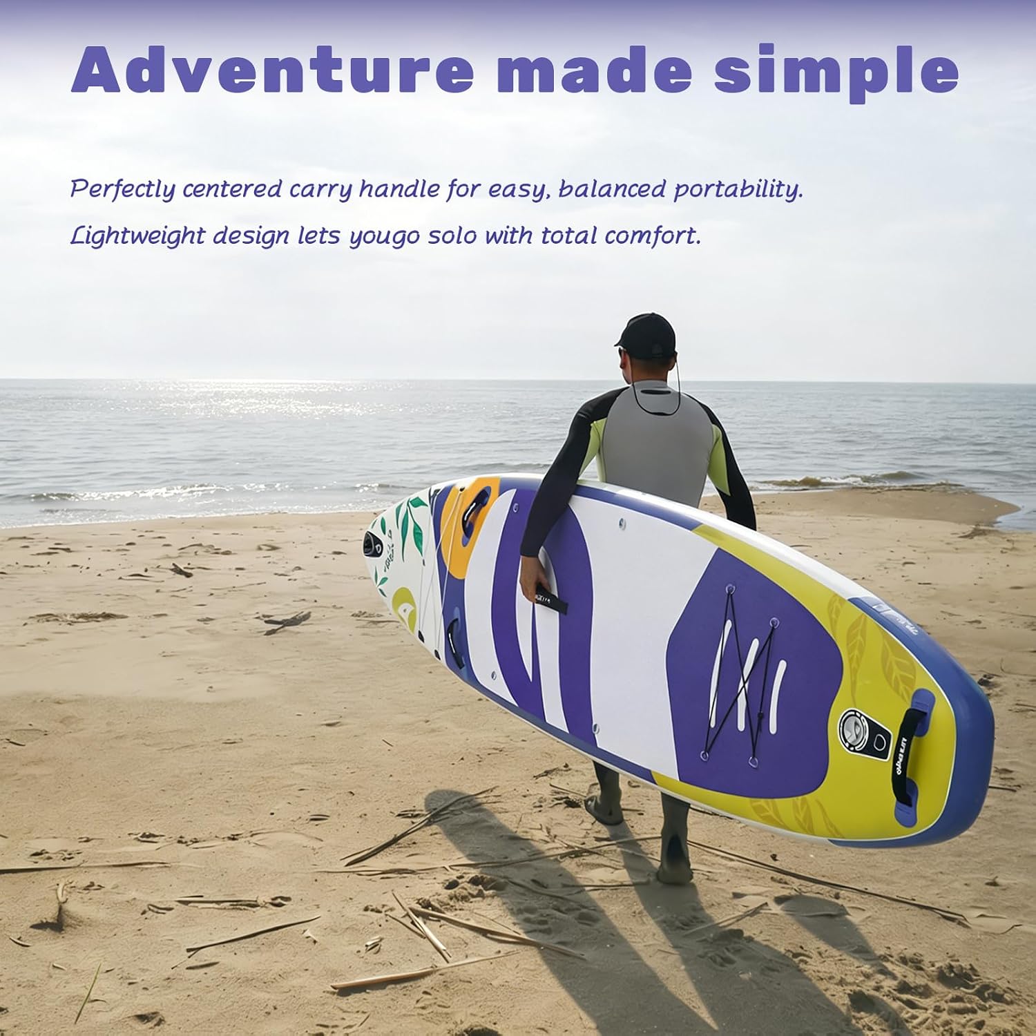 Quashley Inflatable Paddle Board Extra Wide Stand Up Paddleboards 11'×34' with All Premium Paddle Board Accessories,Inflatable SUP for Adults/Family,Beginner-Friendly,Removable Fin,Hand Pump