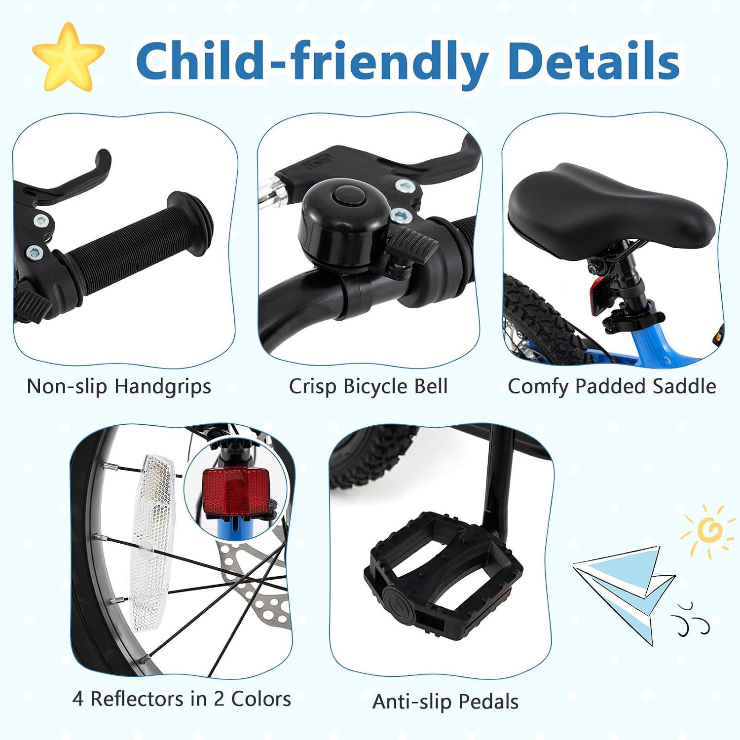 BABY JOY Kids Bike, 16' Magnesium Sporty Bicycle with Dual Disc Brakes, Removable Training Wheels, Body Suspension, Adjustable Handlebar & Saddle, Girls Boys Bike