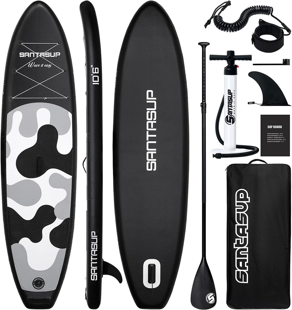 Inflatable Stand Up Paddle Board with SUP Accessories, Anti-Slip EVA Deck, 10'6'/11' Wide Stance Board, Sup Board for Adults & Youth of All Skill Levels Backpack