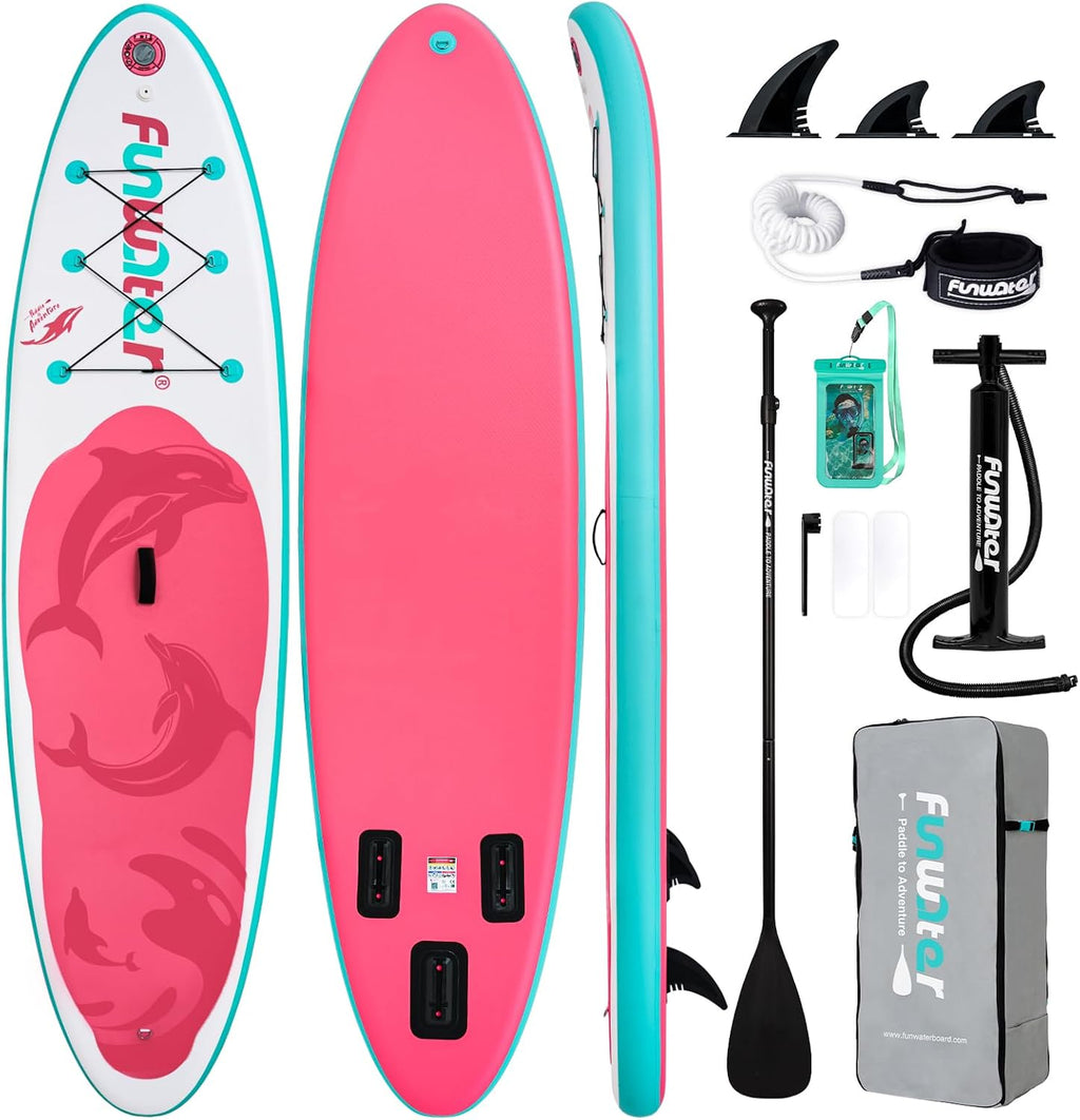 FunWater Inflatable Stand Up Paddle Board 10'6'/11'/11'6' Paddle Board for Adults & Youth, Paddleboards Inflatable with Premium SUP Accessories, Wide Stable, Non-Slip Comfort Deck