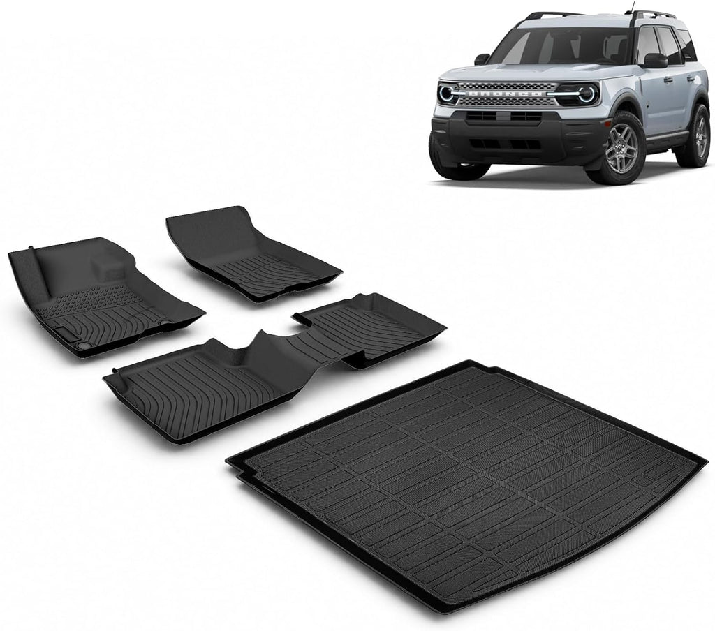 Floor Mats & Cargo Liner for 2021 2022 2023 2024 2025 2026 Ford Bronco Sport All Weather Car Mats Trunk Mat Ford Bronco Sport Floor Mats Accessories Black