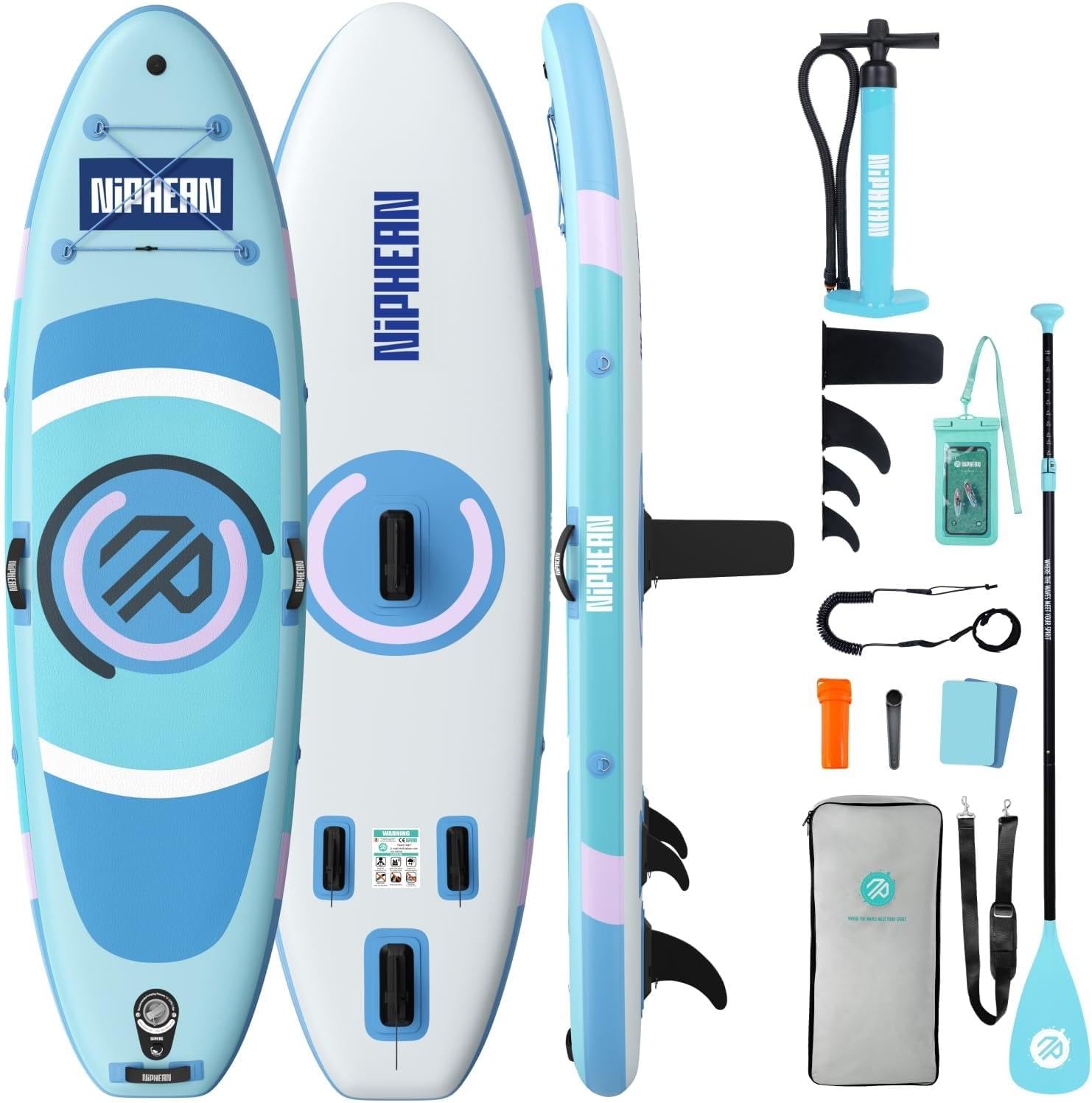 Niphean（Ultra-Light） Inflatable Paddle Board with StabilTrac Fin and Durable SUP Accessories, 10' Stand Up Paddle Boards for Adults & Youth, Versatile Yoga Paddle Board, Gift Ideas