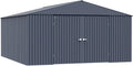 Arrow Shed Elite 14' x 16' Tall Outdoor Steel Storage Shed with High Gable and Lockable Doors Storage Building, Anthracite