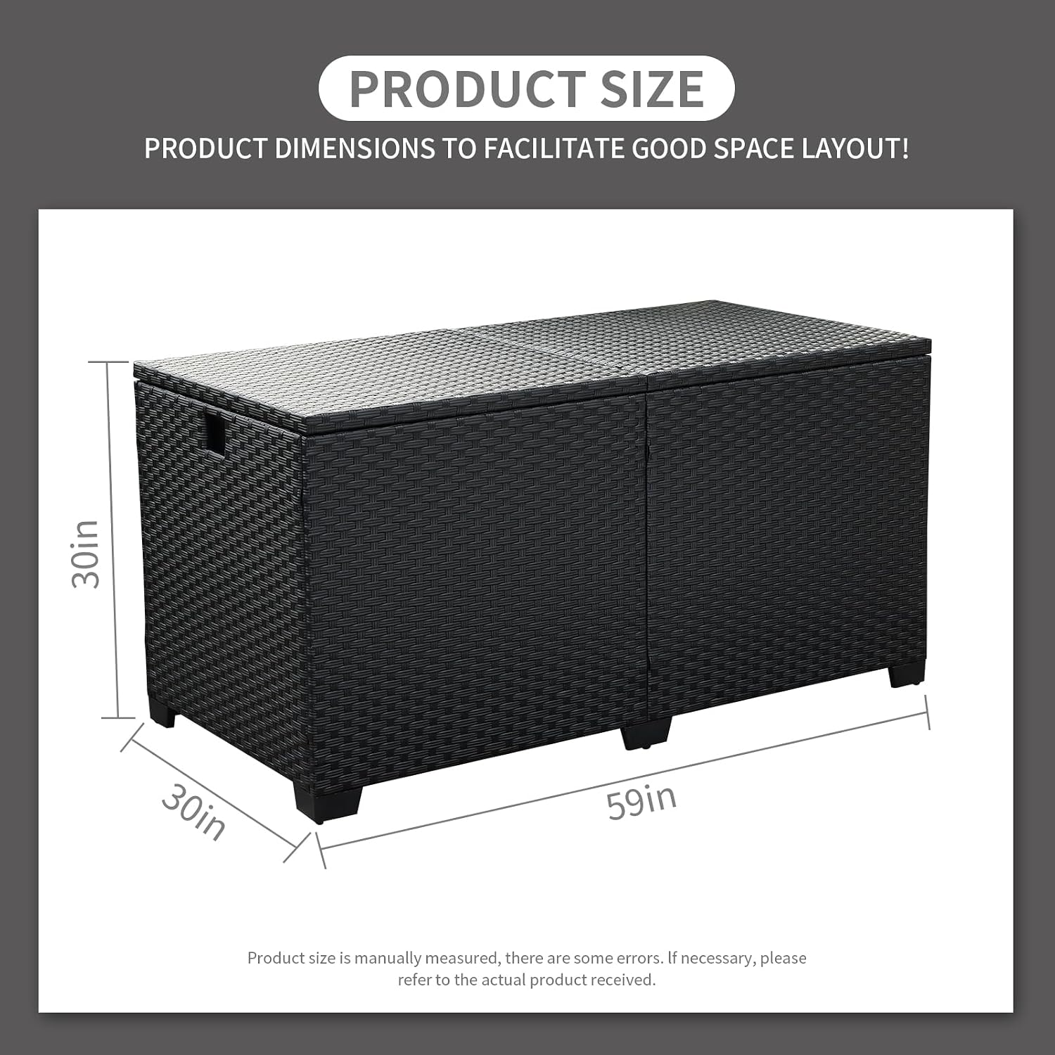 Rattaner 180 Gallon Outdoor Storage Box Large Patio Storage Bin with Waterproof Lining Bag Deck Storage Box and Cushion Storage Bin Outdoor, Black Wicker