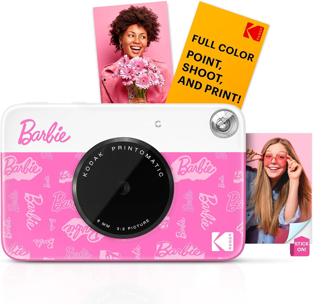 Kodak x Barbie Printomatic Full-Color Instant Print Digital Camera Barbie Starter Bundle (Signature Style)+ Barbie Deluxe Camera Case + Zink Paper (20 Sheets)