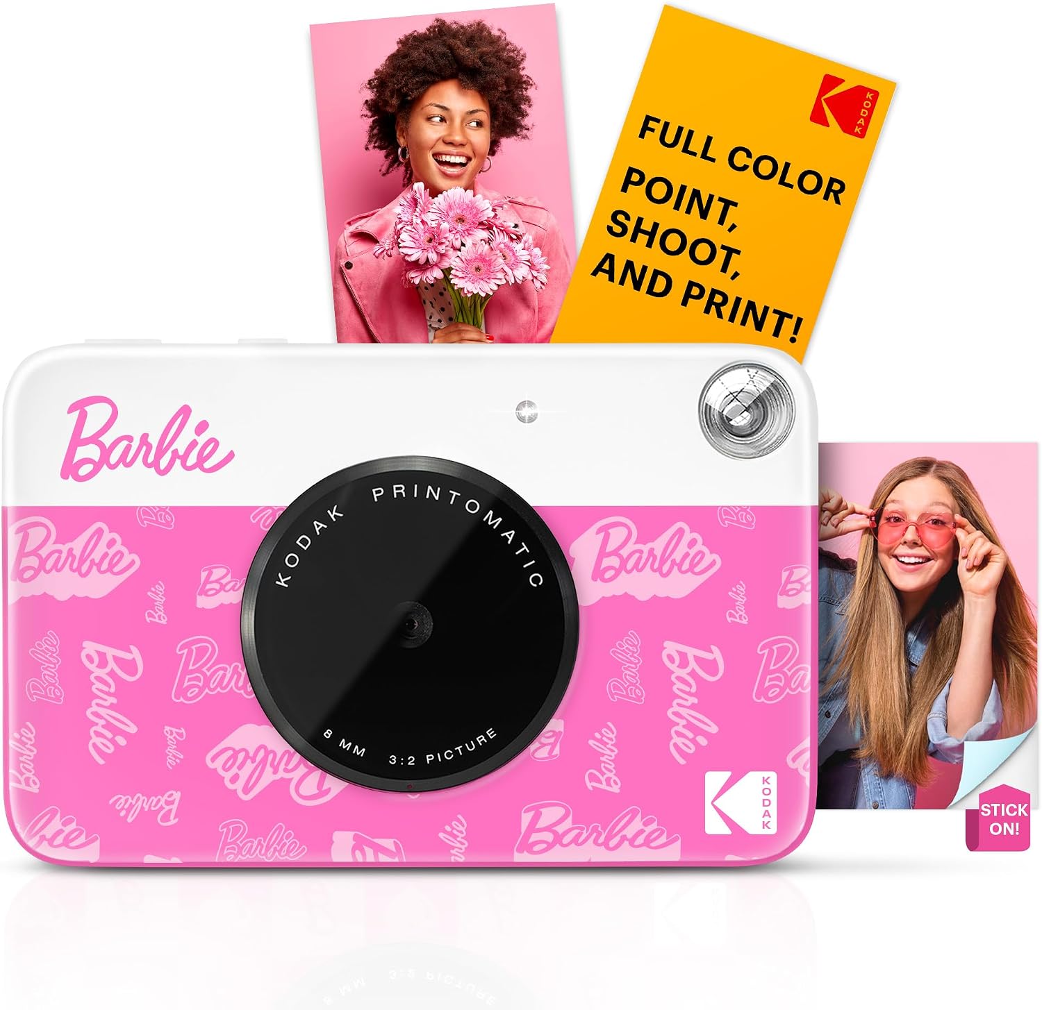 Kodak x Barbie Printomatic Full-Color Instant Print Digital Camera Barbie Starter Bundle (Signature Style)+ Barbie Deluxe Camera Case + Zink Paper (20 Sheets)