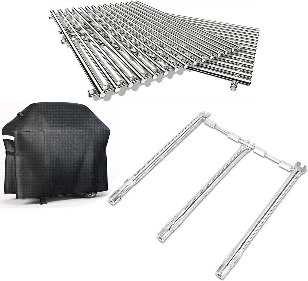 QuliMetal 69787 Grill Burner, Cooking Grates and Grill Cover for Weber Spirit 300 and GS4 Spirit II 300 Series Gas Grills