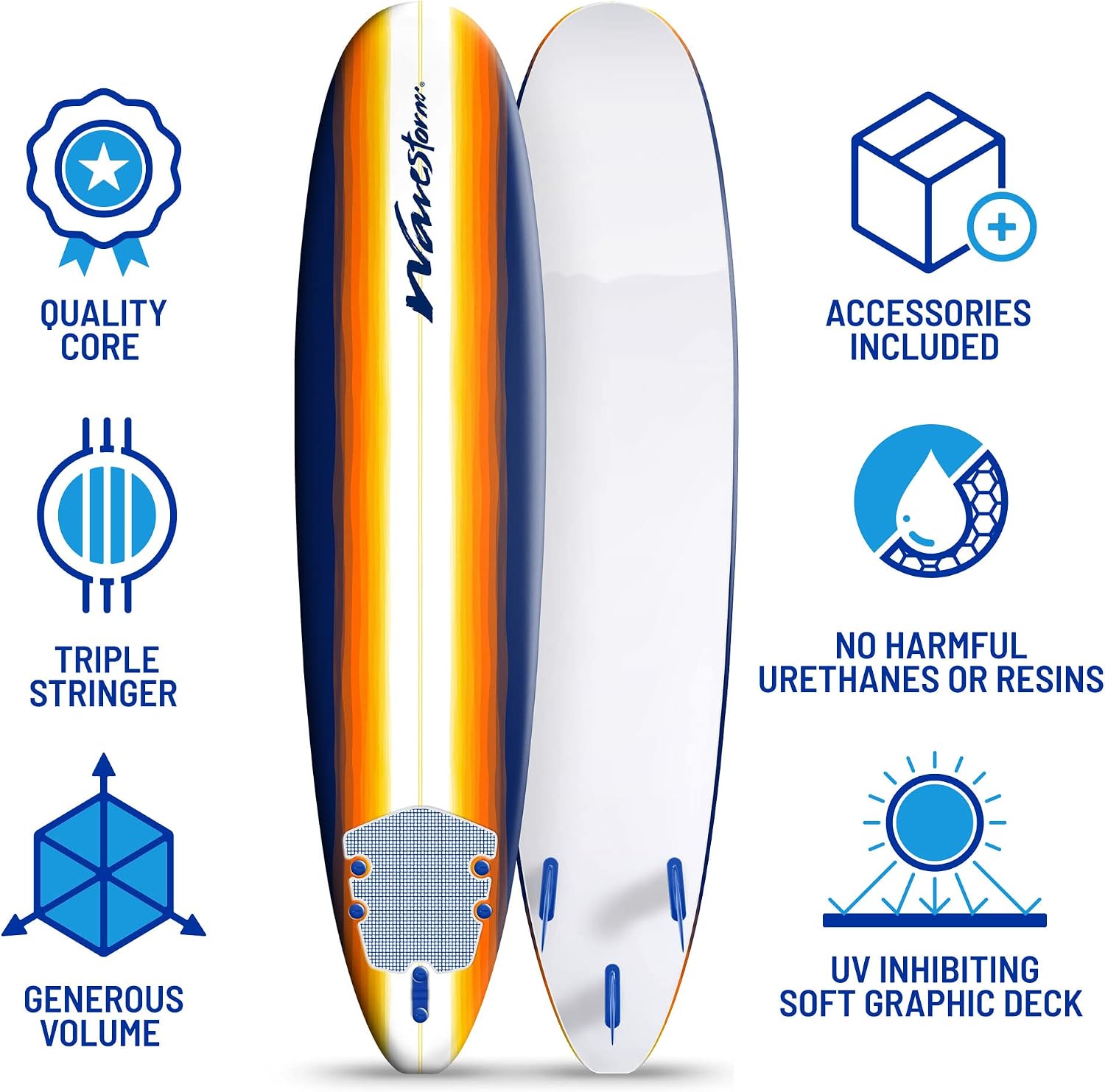 Wavestorm - Classic Soft Top Foam 8ft Surfboard