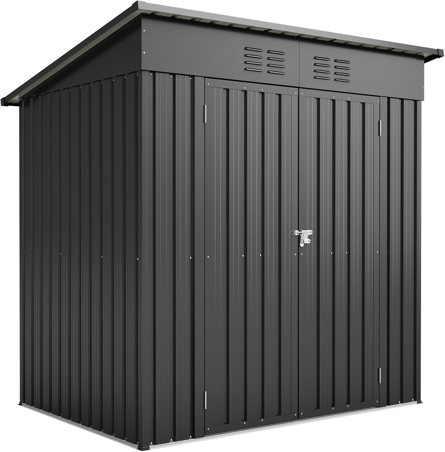 Metal Outdoor Storage Shed 6 x 4 FT Outdoor Shed with Lockable Door,Waterproof Garden Tool Shed for Backyard Patio Lawn,Black