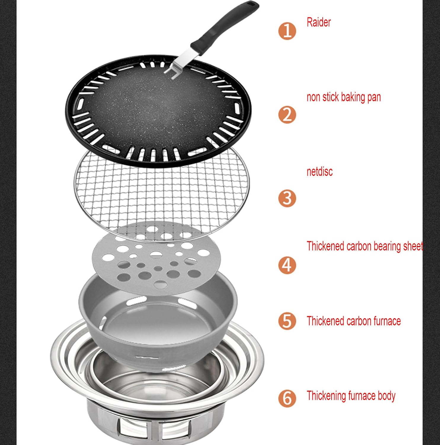 Charcoal Barbecue Grill, Non-Stick Korean BBQ Grill, Portable Stainless Steel Charcoal Stove for Home Party Outdoor Camping