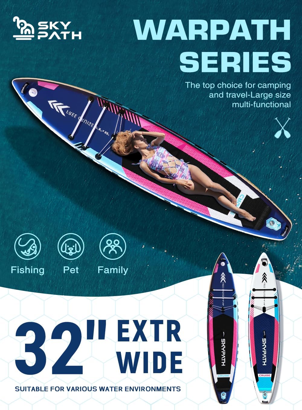 Inflatable Stand Up Paddle Board,10'6''*32''/11'*34'' Ultra-Light SUP Board,Blow Up Paddle Board, Wide Stable Family Board for Youth & Adults of All Skill Levels with Full Set of SUP Board Accessories