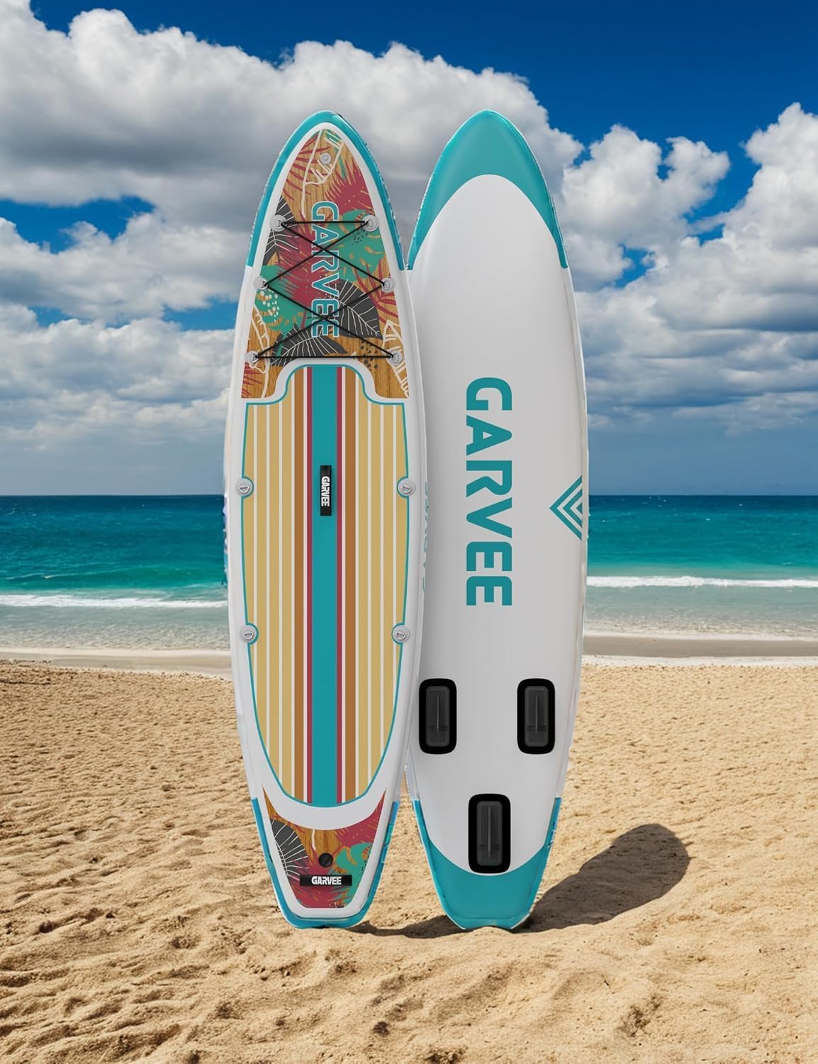 Garvee Inflatable Stand Up Paddle Boards Yoga Board with Premium SUP Paddle Board Accessories, Ultra-Light Wide Stable Design, Non-Slip Comfort Deck for All Skill Levels Youth Adults,10 Ft 6
